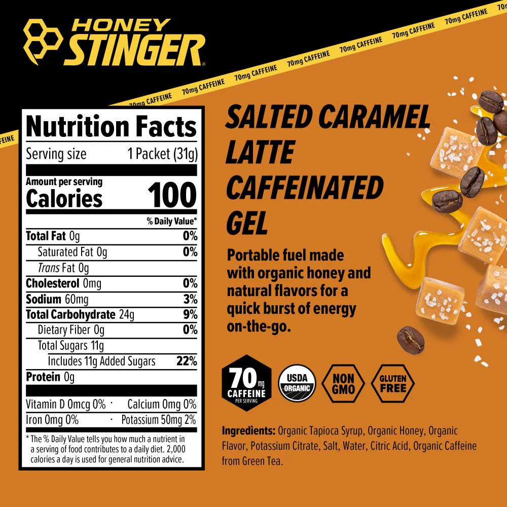 Salted Caramel Latte Caffeinated Energy Gel Box of 12