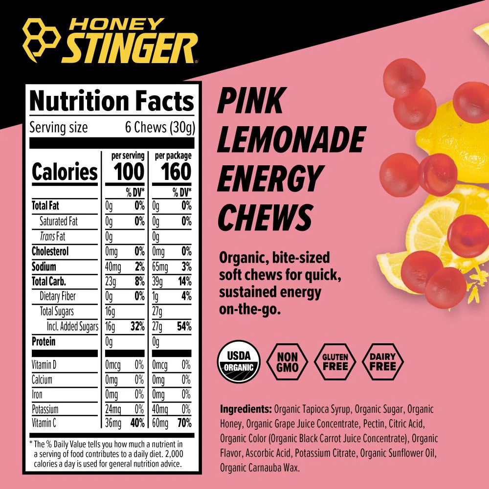 Pink Lemonade Energy Chews Box of 12