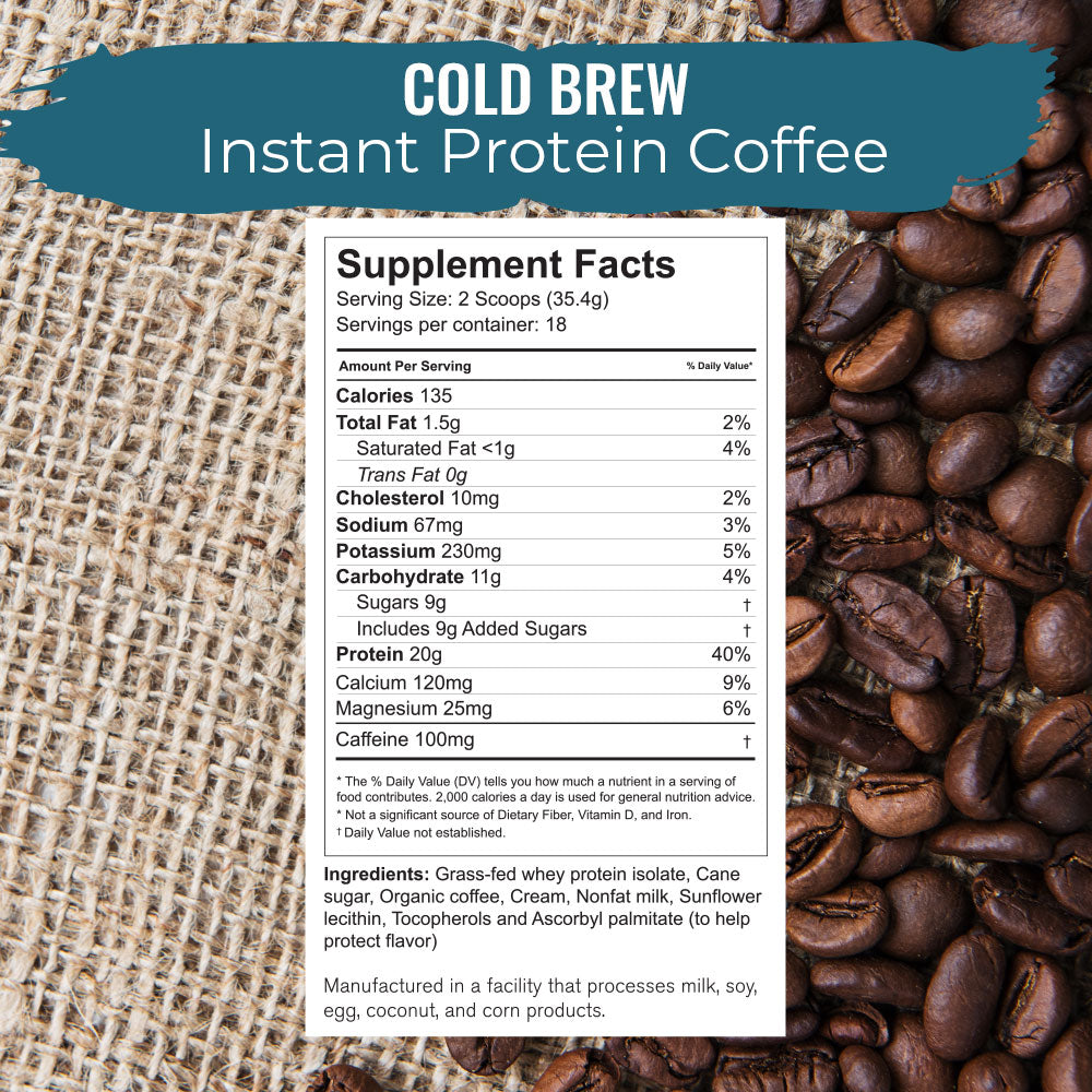 COLD BREW Instant Protein Coffee - 18 Serving bag