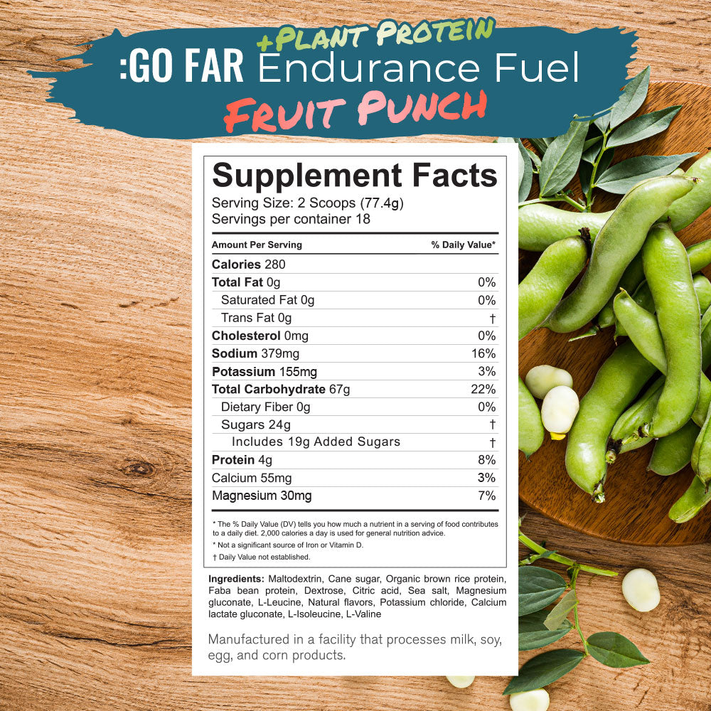 :GO FAR Endurance Fuel + Plant Protein - Fruit Punch - 18 serving bag