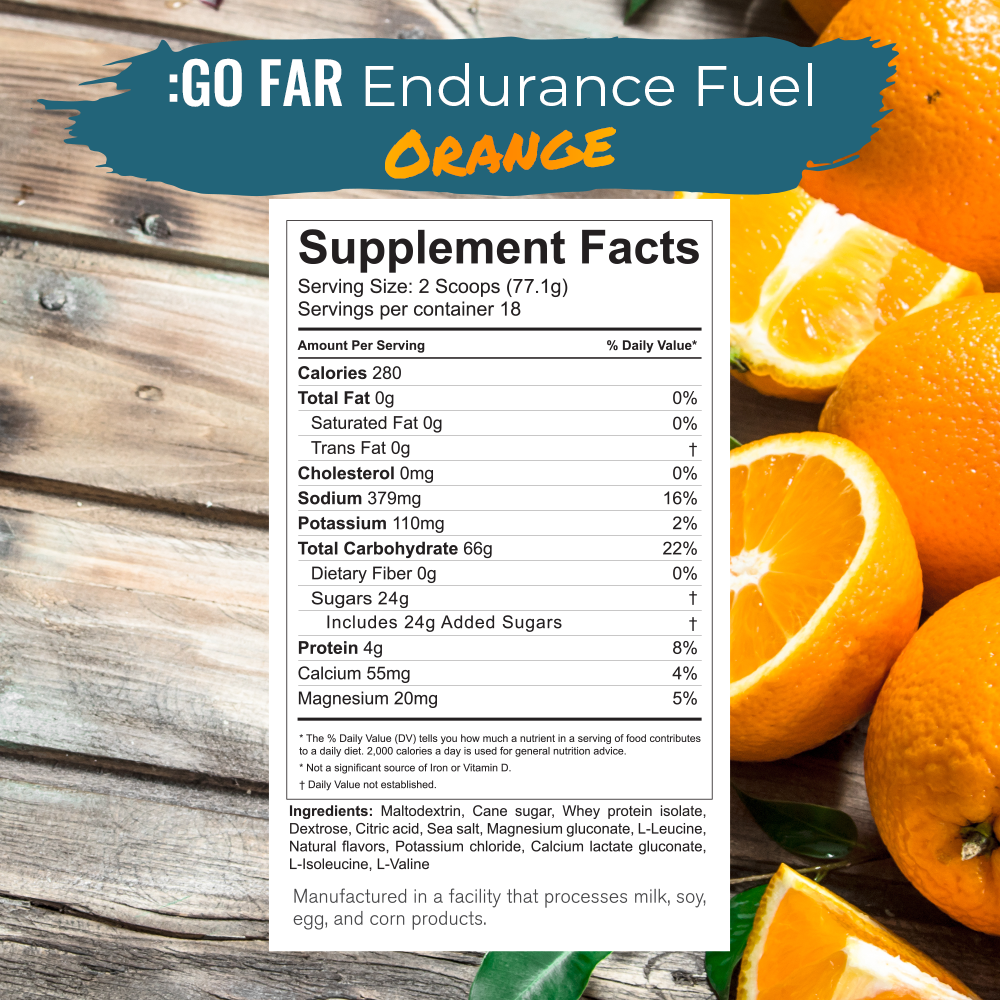 :GO FAR Endurance Fuel - Orange - 18 serving bag