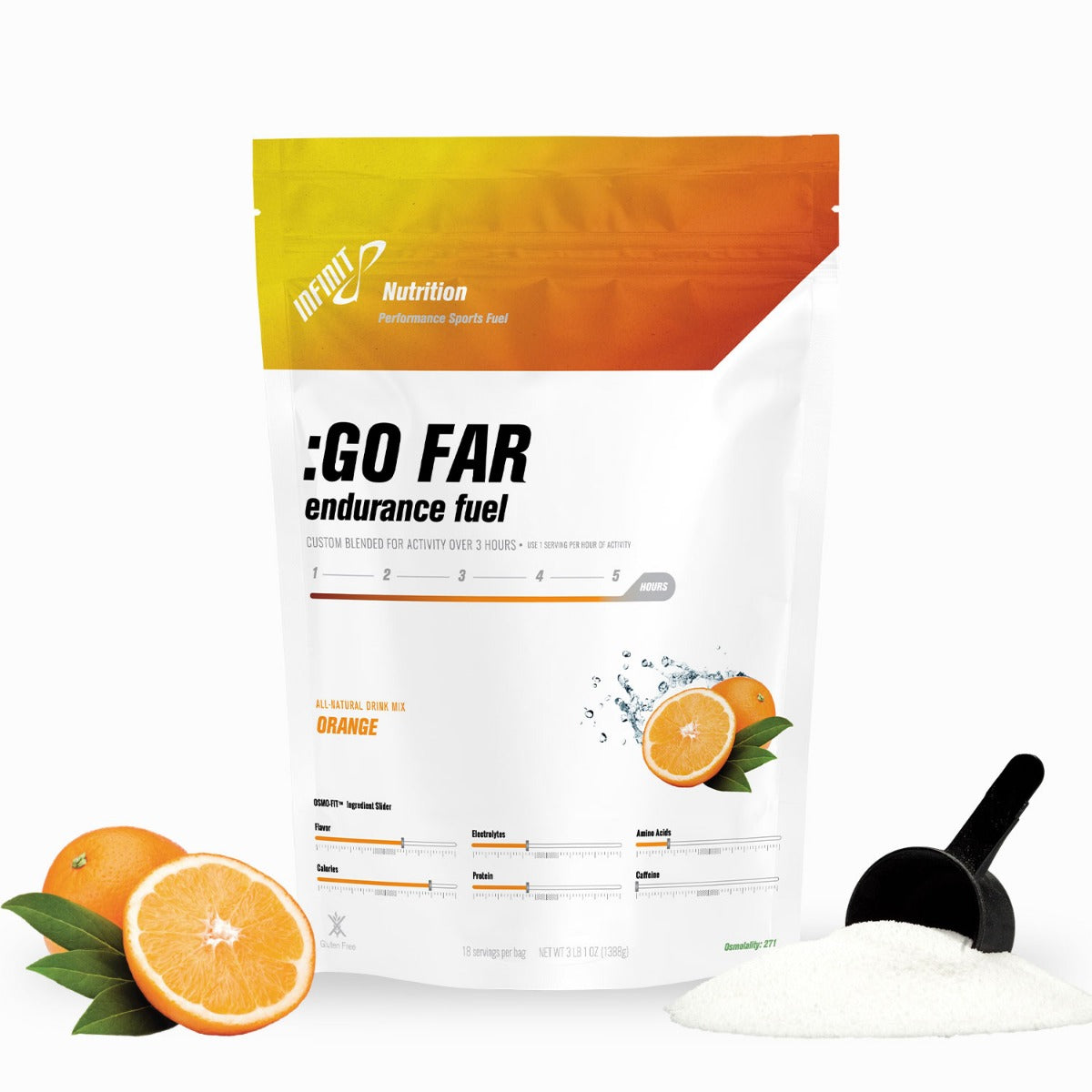 :GO FAR Endurance Fuel - Orange - 18 serving bag