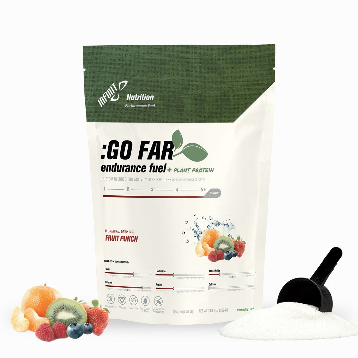 :GO FAR Endurance Fuel + Plant Protein - Fruit Punch - 18 serving bag