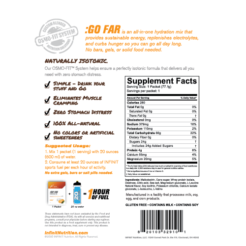 :GO FAR Endurance Fuel - Orange - 20 Pack Singles