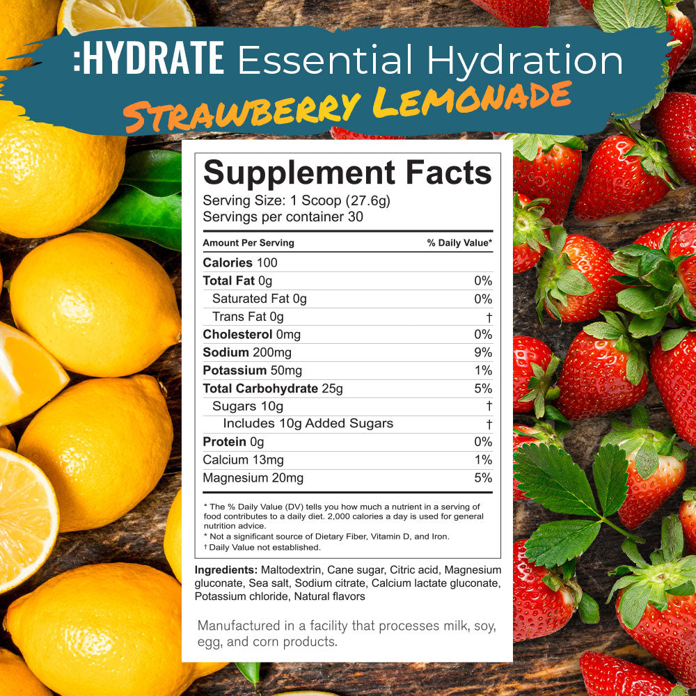 :HYDRATE Essential Hydration - Strawberry Lemonade - 30 serving bag