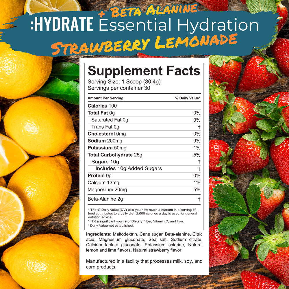 :HYDRATE Active Hydration (with Beta-Alanine) - Strawberry Lemonade - 30 serving bag